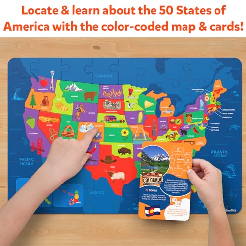 Skillmatics United States Map Puzzle - 75 Piece Jigsaw Puzzle, Educational Toy, Geography for Kids, 250+ Facts About The States of America, Gifts for Boys & Girls Ages 6 to 12