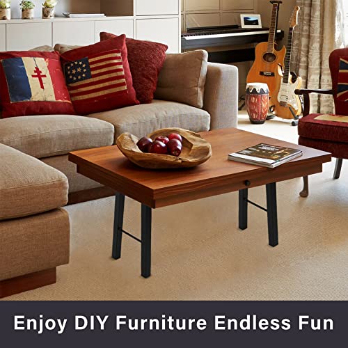 TENGCHANG 22'' Black Industry Table Legs Metal Bench Coffee Desk Chair Leg Set of 2