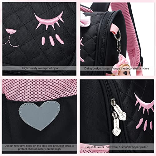 AO ALI VICTORY Girls Backpacks, Waterproof Cute Backpack for Kids Toddler Girl Preschool Bookbags Elementary School Bags (Small, A-Black)