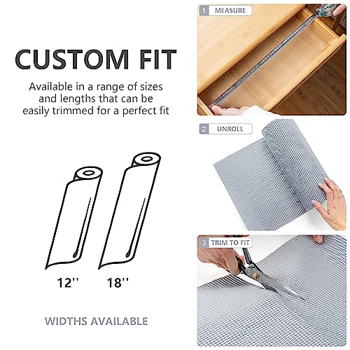 TJWODO Shelf Cabinet Liner,Drawer Liners Non Adhesive Easiest Install Mat, Strong Grip Bottom,Easy Clean Non Slip Shelving Liner for Kitchen Cabinets,12" x10'