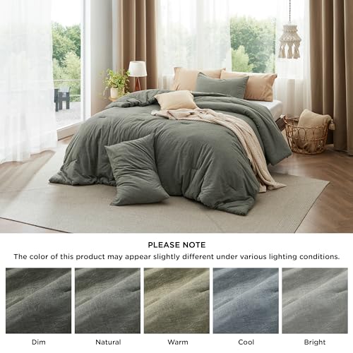 Bedsure Comforter Set King Size Denim Blue - Cotton Fabric with Microfiber Inner Fill, King Comforter Set for All Seasons, 3 Pieces, 1 Comforter (104"x90") and 2 Pillow Cases (20"x36")