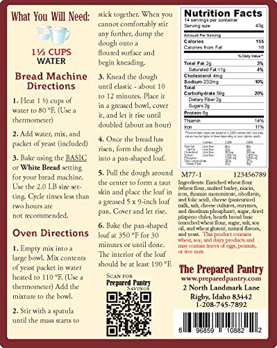 The Prepared Pantry Sourdough English Muffin Bread Mix; Single Pack; For Bread Machine or Oven