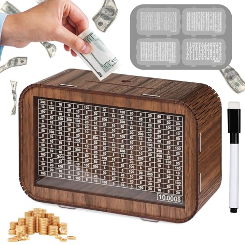 Giftota Wooden Piggy Bank for Boys Girls, Cash Coin Can for Kids, Coin Money Bank for Children, Saving Bank Box Toy Idea Gift for Birthday, Christmas, Baby Shower, Children's Day