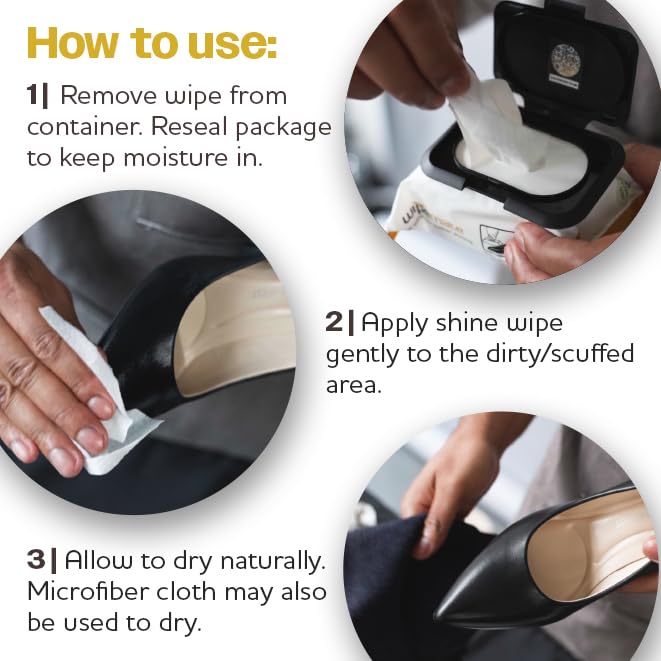 WIPEMATE Leather Individually Wrapped Leather Cleaning & Conditioning Shine Wipes for Leather Apparel, Furniture, Bags, Automobile, Shoes & ALL Other Leather Accessories – (30 Count)