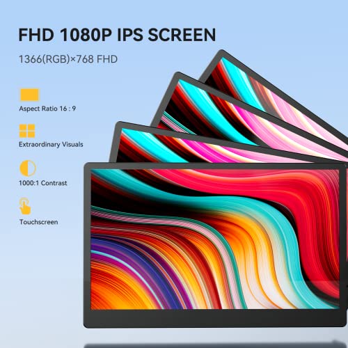 Miktver Portable Monitor, 10.5 Inch FHD 1920x1280 IPS 100% SRGB Small Laptop Monitor for Computer PC Phone Xbox PS4, USB C HDMI Gaming Ultra-Slim IPS Display with Smart Cover