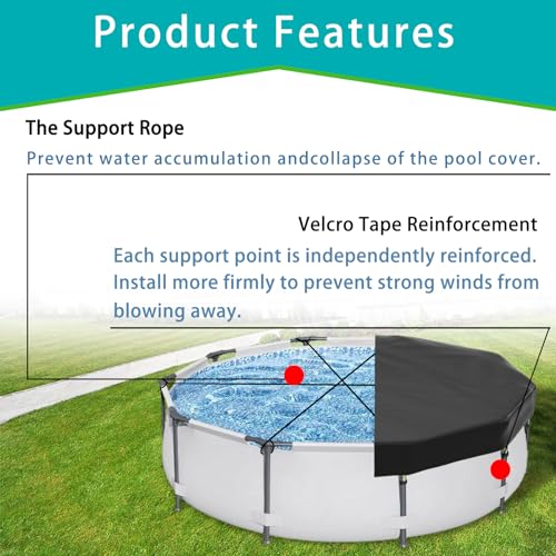 10FT Pool Covers for Above Ground Pools, Safana Round Pool Winter Cover, Tear Resistant Fabric Swimming Pool Covers, Superior Strength & Durability, Prevent Leaves, UV Resistance, Prevent from Debris