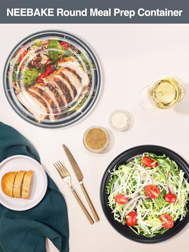 NEEBAKE 50 Sets 24oz Meal Prep Container - Reusable Plastic Food Storage Containers with Lids, Fits Microwave, Freezer and Dishwasher Safe