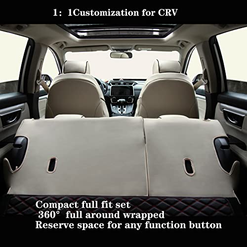 HKZ Fit CRV Car Seat Covers Full Set for Honda CR-V 2012 2013 2014 CRV LX;EX;EX-L Model - Leather (Beige)