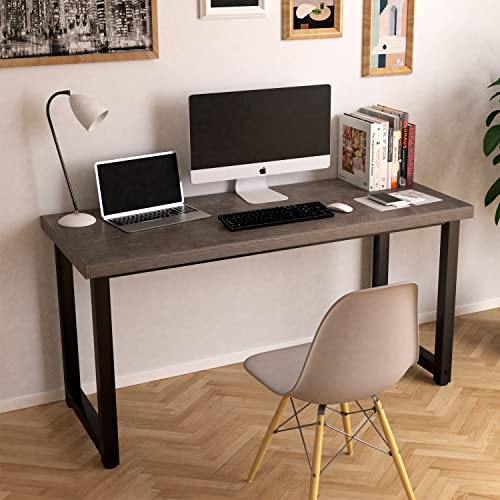 TOPSKY 59" Big Large Computer Office Desk 1.88" Thickness Desktop (Espresso Gray)