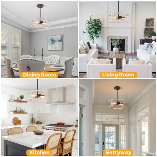 Semi Flush Mount Ceiling Light, Sloped Nursery Ceilings Lights Fixture White Farmhouse 2-Light Dining Room Fixtures, Adjustable Height Lighting for Kitchen, Entryway, Hallway, Foyer