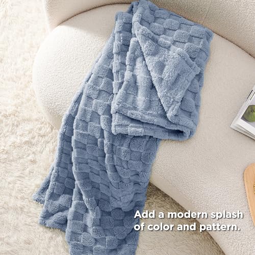 Bedsure Pageant Blue Fleece Blanket for Couch - Super Soft Cozy Twin Blankets for Women, Cute Small Blanket for Girls, 60x80 Inches