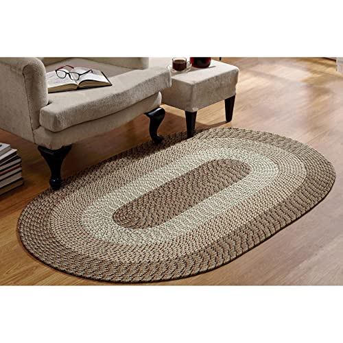 Better Trends Country Braid Collection is Durable and Stain Resistant Reversible Indoor Area Utility Rug 100% Polypropylene in Vibrant Colors, 96" x 132" Oval, Brown Stripe