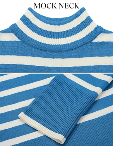 ZESICA Women's 2024 Winter Sweaters Casual Turtleneck Long Sleeve Striped Side Slit Loose Pullover Sweater Jumper Tops,Oats,Large