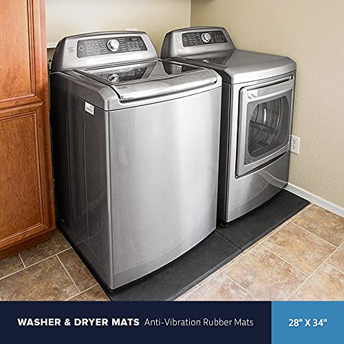 IncStores 1/2 Inch Thick Laundry Machine Anti Vibration Mat | Extra Thick Rubber Mat for Washer and Dryer Floor Protection Made from Non-Porous Recycled Material | 28" x 34", 2 Mats Black