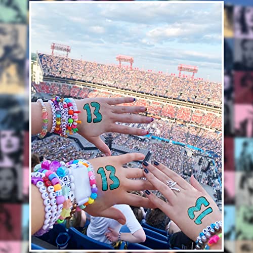 Tuoshei 30 Pcs Concert Merch,13 Temporary Tattoo,13 Tattoo, Hand tattoo, Star Temporary Tattoos, Concert Accessories for Singer Gifts