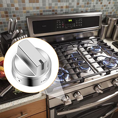 AMI PARTS Stainless Steel WB03X24818 Gas Stove Knob Replacement,Compatible with GE Stove knobs PS11729081 AP5989029 Replacement Ge Stove Knobs (Not Universal)