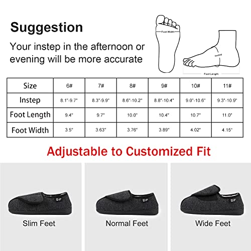 LongBay Women's Furry Memory Foam Diabetic Slippers Comfy Cozy Arthritis Edema House Shoes (7 B(M), Black)