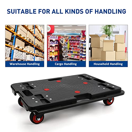 Nellyke Furniture Dolly, Large Moving Dolly, 24in-16in Furniture Movers with Wheels of 800Lbs Capacity, Flat Connectable and Portable Dollies for Heavy Appliance, Black