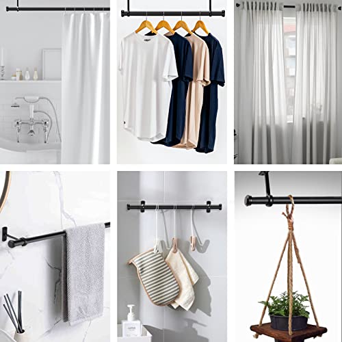 1 Inch Curtain Rods, Black Curtain Rods, Curtain Rods for Windows 18 to 28, Outdoor Curtain Rod for Patio, Wall Mount & Ceiling Mount, Adjustable Curtain Rod, Room Divider Curtain Rod (18” to 28”)