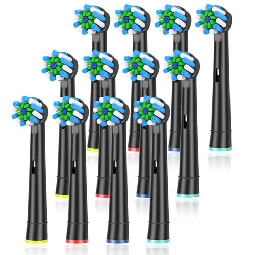 Schallcare Replacement Brush Heads Fit for Braun Oral b, Compatible with Oral-B Pro 1000/2000/3000/5000/6000 Smart and Genius Electric Toothbrush, 12 Pcs, Black