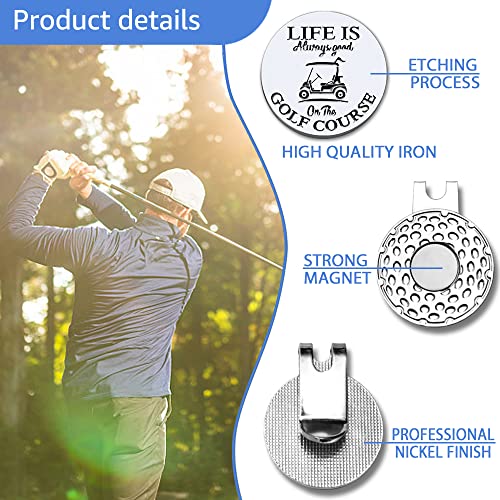 GEYGIE Life is Alawys Good On The Golf Course Golf Ball Marker with Magnetic Hat Clip, Funny Golf Accessories Gifts for Men Women, Golf Gifts for Men Woman, Gift for Men Woman Golf Fan