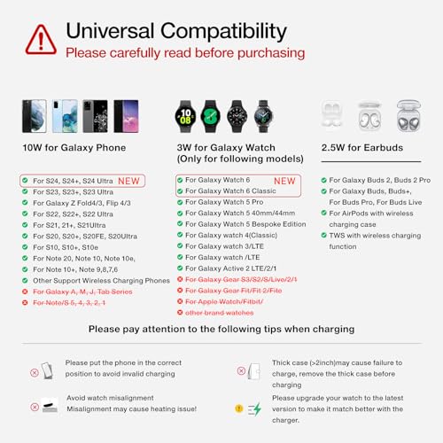 Wireless Charger for Samsung/Android, HOLYJOY Foldable 3 in 1 Fast Charging Station/Stand/Multi Charger for Samsung S24/S23/S22/Note 20, Travel Pad for Galaxy Watch 7/6/5/4/Active 2, for Buds(Black)