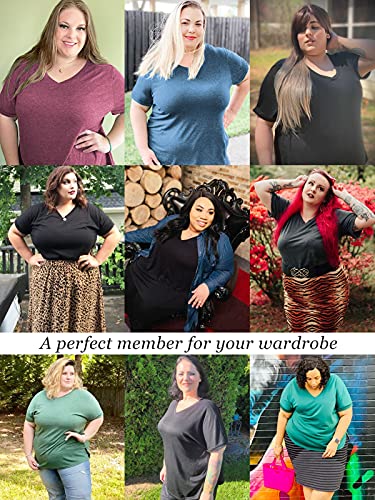 Plus Size Oversized Shirts for Women Casual V Neck Basic Tops XL Blue 14W