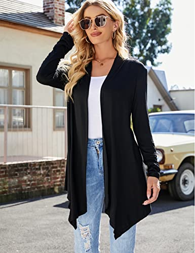 Uvog Womens Summer Cardigan Lightweight Dressy Casual Long Sleeve Open Front Drapes Cardigans for Work Pink M