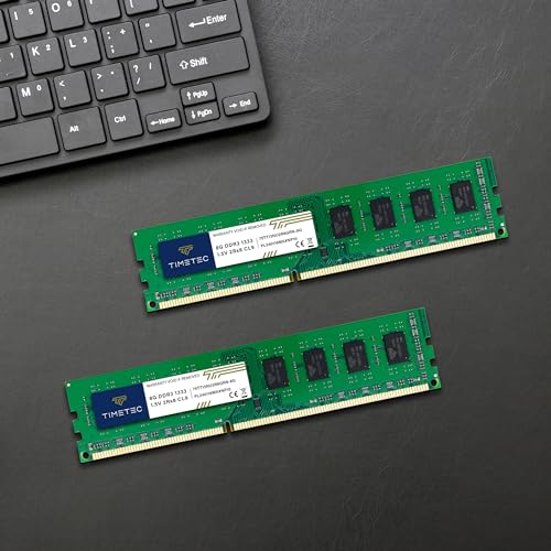 Timetec 32GB KIT(4x8GB) DDR3 / DDR3L 1333MHz PC3-10600 Non-ECC Unbuffered 1.5V / 1.35V CL9 2Rx8 Dual Rank 240 Pin UDIMM PC Desktop Computer Memory RAM Module Upgrade (32GB KIT(4x8GB))