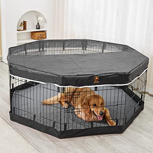 PJYuCien Dog Playpen Mesh Top Cover, Fits 24 Inch 8 Panels Regular Octagon Metal Exercise Pet Playpen, Adhesive Tape Connections, Blue (Note: Cover Only, Playpen Not Included !!!)…