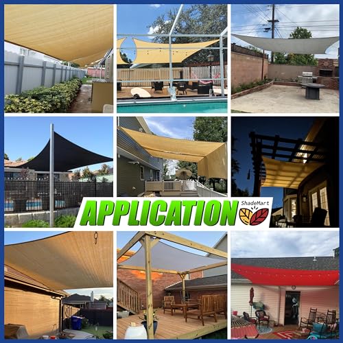 ShadeMart 10' x 16' Brown Waterproof Shade Sail Sun Shade Sail Rectangle Custom Size Water Resistant Canopy Awning Shelter, 95% UV Blockage for Outdoor Patio Garden Carport