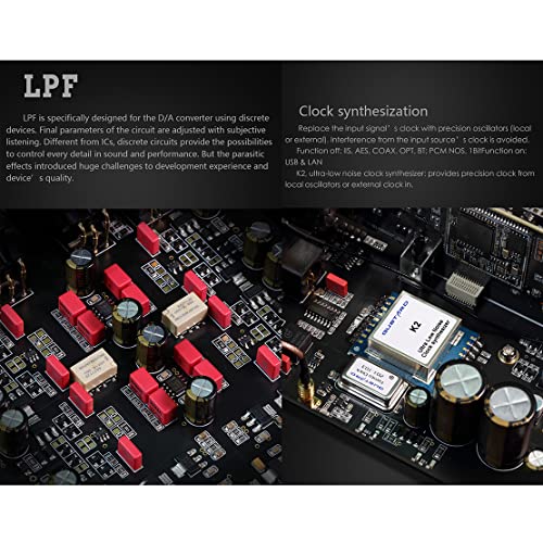 Gustard R26 Discrete R2R DAC, DSD512 PCM768kHz K2 Clock R2R-1Bit Balanced Preamp Digital-Analog Audio Converter Streamer with Remote Control (Black)