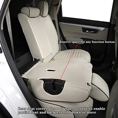 HKZ Fit CRV Car Seat Covers Full Set for Honda CR-V 2012 2013 2014 CRV LX;EX;EX-L Model - Leather (Beige)