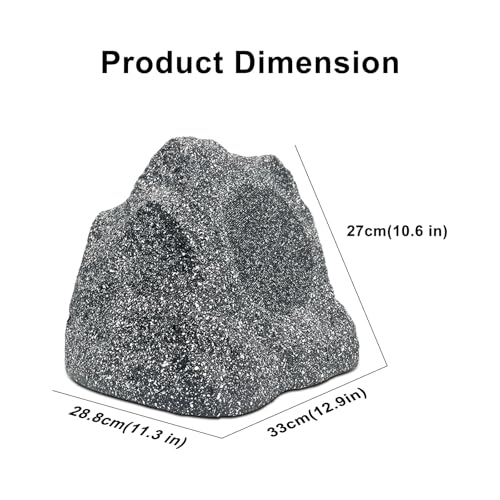 Herdio 6.5" Outdoor Rock Bluetooth Speakers Waterproof 400 Watt Resin Material All Weather for Deck Pool Backyard Patio Garden BBQ (1 Pair)