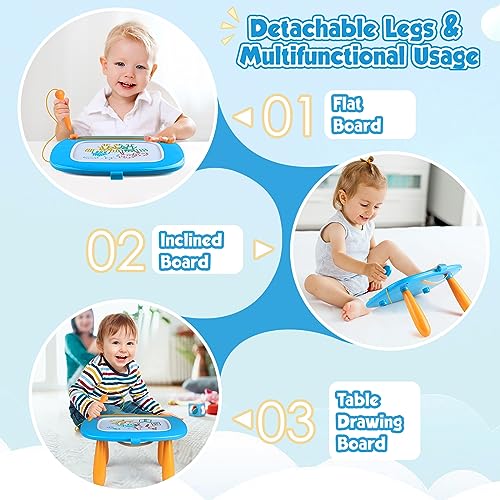 Smasiagon Toddler Girl Boy Toys,Magnetic Drawing Board for Toddlers 1-3,Early Learning Doodle Board Writing Painting Sketch Pad, Birthday Christmas Halloween Easter Gifts for 1 2 3 Year Old (Blue)