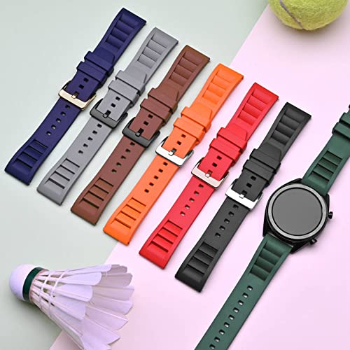 Anbeer Silicone Quick Release Watch Straps,22mm Fluororubber Watch Band,Rubber Watchband for Men and Women,Orange with Silver Buckle