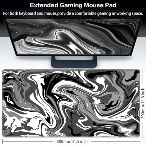 Canjoy Gaming Mouse Pad, Fluid Pattern Mouse Pad 31.5x11.8inch Large Extended Computer Mouse Mat Keyboard Full Desk Mousepad for Gaming, Office, Home
