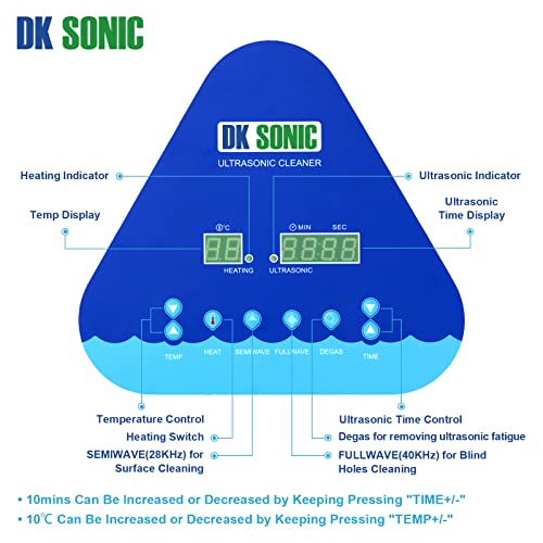 DK SONIC Ultrasonic Cleaner with Digital Timer and Basket for Coins, Small Metal Parts, Record, Circuit Board, Lab Tools (2L, 110V)