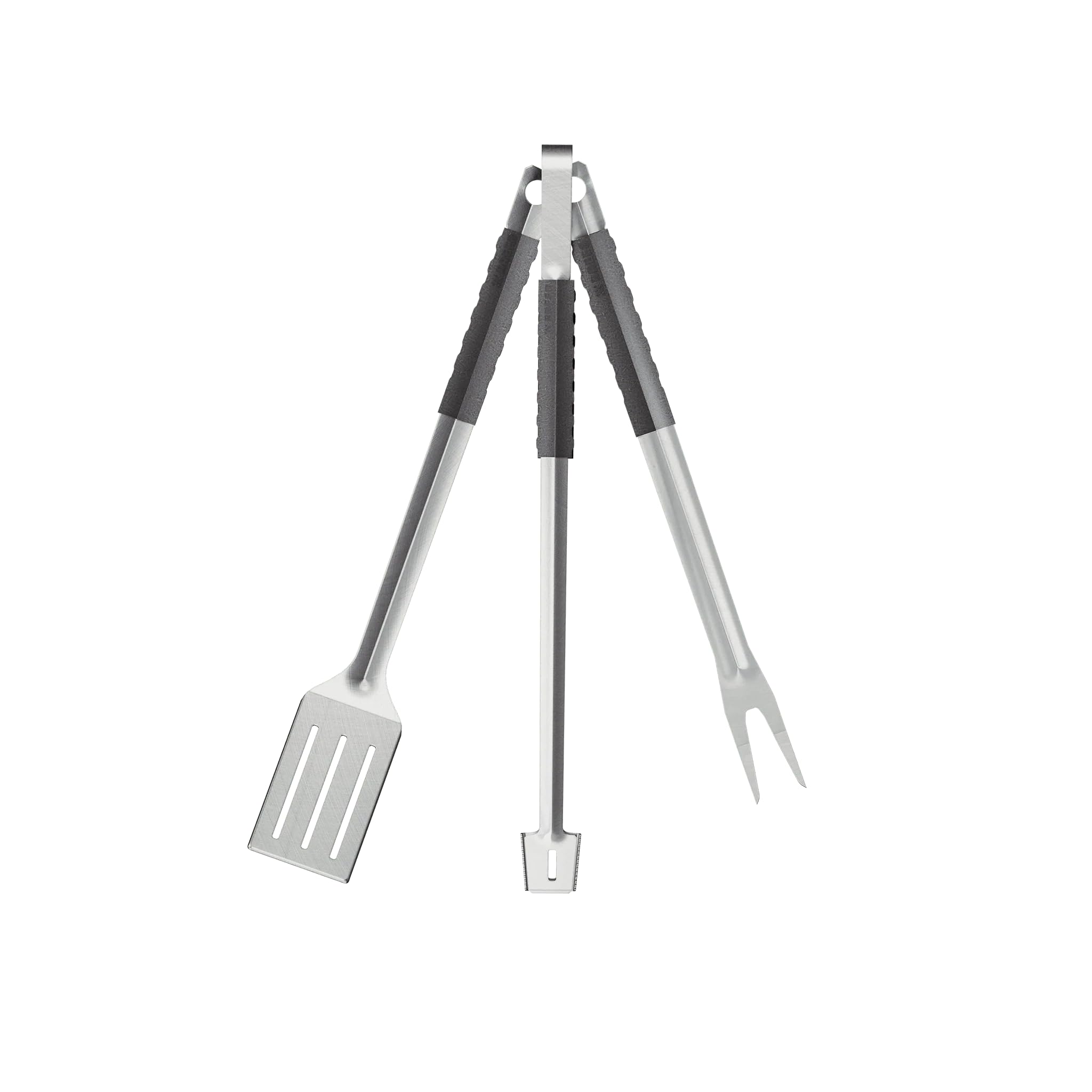 Breeo Grilling Tools Set - Tongs, Spatula, & Fork - Stainless Steel Grilling Accessories - Grill Tools, Griddle & BBQ Accessories for Live-Fire Cooking & Backyard BBQ (Grill Set - Long, 24")