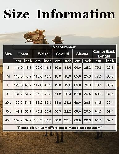 COOFANDY Men's Western Cowboy Shirt Long Sleeve Embroidered Cotton Casual Button Up Shirts for Men, Black(PAT8), Large