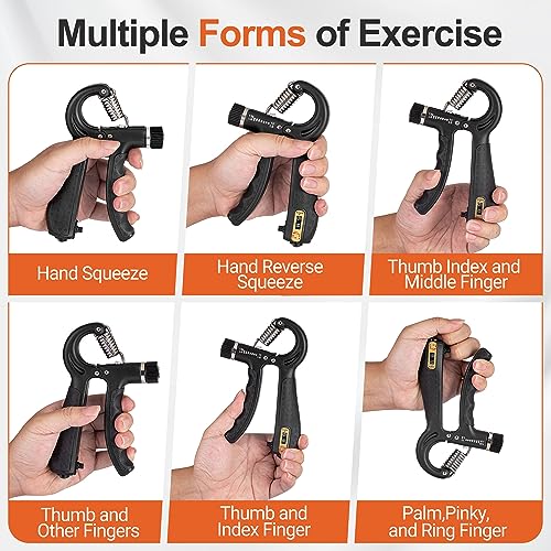 TADAKAZU Grip Strength Trainer Kit (5 Pack) Adjustable Resistance Hand Gripper,Finger Exerciser,Hand Extension Exerciser,Stress Relief Ball and Forearm Workout Ring for Muscle Building Injury Recover