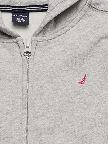 Nautica Girls' Little Fleece Full-Zip Hoodie Sweatshirt, Grey Heather, 4