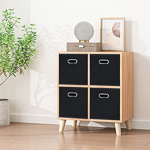 STOREONE 13 Inch Cube Organizer Bins ,Black Fabric Storage Bin,Foldable Storage Box Basket with Dual Handles Fabric Organizer Bins and collapsible Storage Boxes,Set of 3,Black