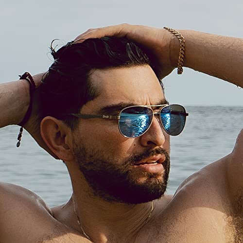ZENOTTIC Polarized Aviator Sunglasses for Men Carbon Fiber Temple Pilot Sun Glasses with Mirrored Lens UV Protection