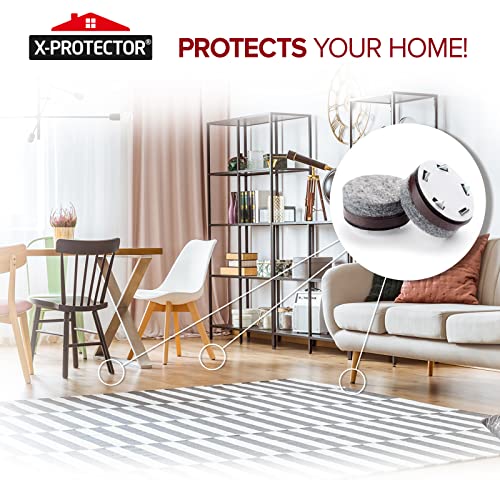 Felt Furniture Pads X-Protector 16 PCS - 1" Felt Pads with Prongs - Premium Felt Chair Pads - Furniture Pads for Hardwood Floors - Chair Floor Protectors for Hardwood- Slide Your Furniture Easily!