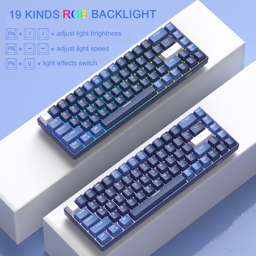 MageGee Portable 60% Mechanical Gaming Keyboard, Hot Swappable Blue Whale Switch, RGB Backlit Compact 68 Keys Mini Wired Gradient Custom Keyboard for Windows Laptop PC, with Silencing Cotton, Black
