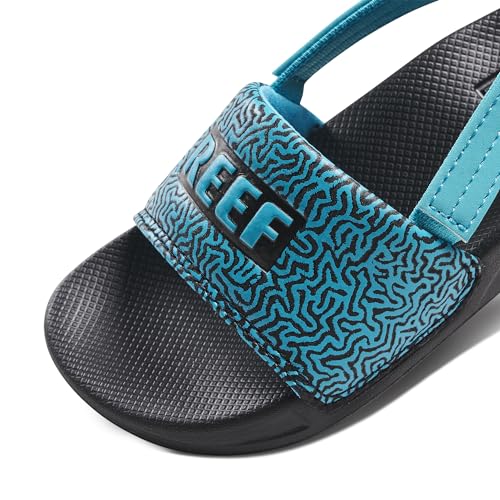 Reef Kids Boys Sandals, Little One Slide, Flying Sharks, 4