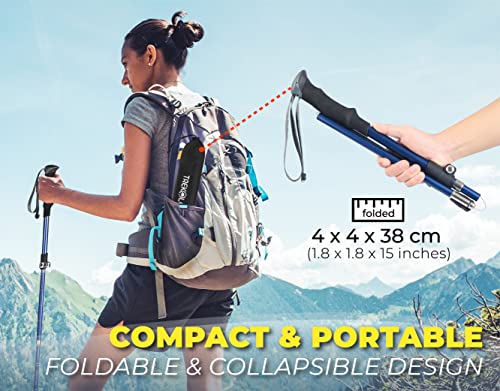 TREKOLOGY Trekking Poles for Hiking Poles Collapsible Lightweight Hiking Sticks Hiking Poles for Men Walking Sticks for Hiking Sticks for Women Walking Poles Hiking Poles for Women TREKZ SE Blue 2PC