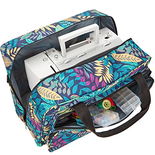HOMEST Sewing Machine Carrying Case, Universal Tote Bag with Shoulder Strap Compatible with Most Standard Singer, Brother, Janome, Floral (Patent Design)