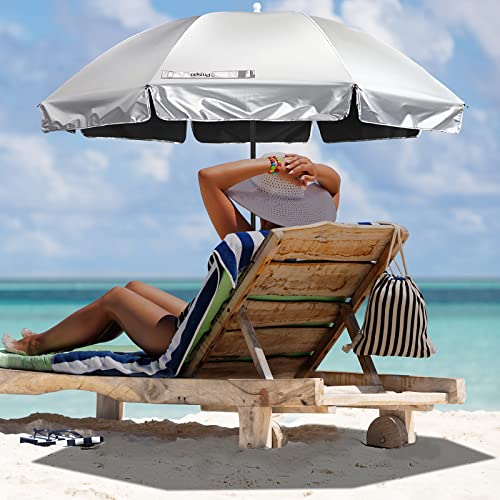 Prospo Beach Chair Umbrella with Universal Adjustable Clamp, UV Protection Sunshade Umbrella for Outdoor, Strollers, Wheelchairs, Patio Chairs, Bleacher, and Golf Carts